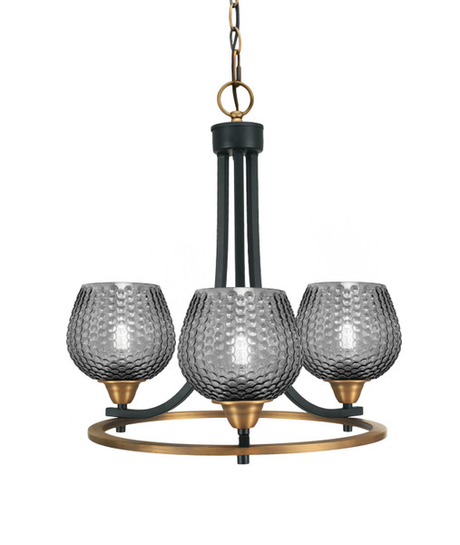 Toltec Lighting - 3403-MBBR-4602 - Three Light Chandelier - Paramount - Matte Black & Brass
