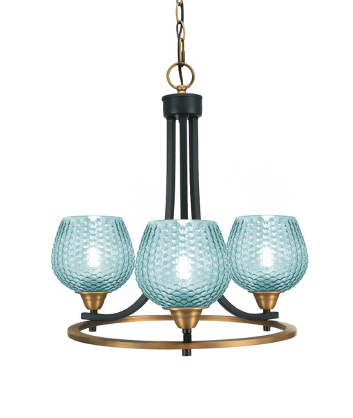 Toltec Lighting - 3403-MBBR-4605 - Three Light Chandelier - Paramount - Matte Black & Brass