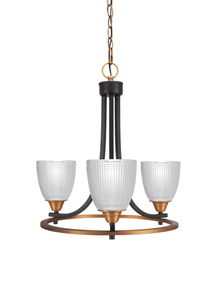 Toltec Lighting - 3403-MBBR-500 - Three Light Chandelier - Paramount - Matte Black & Brass