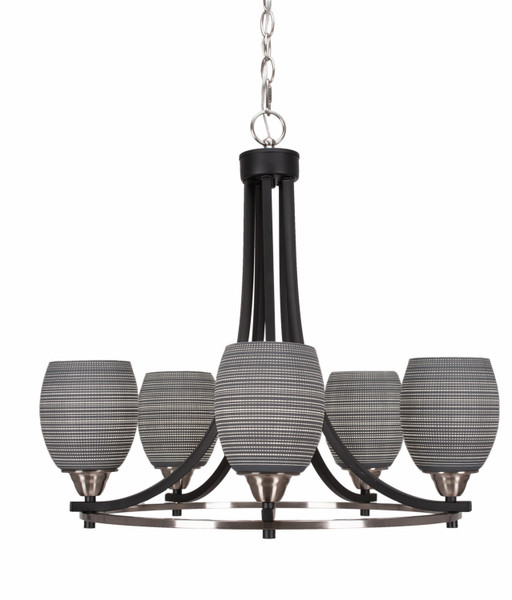 Toltec Lighting - 3405-MBBN-4022 - Five Light Chandelier - Paramount - Matte Black & Brushed Nickel