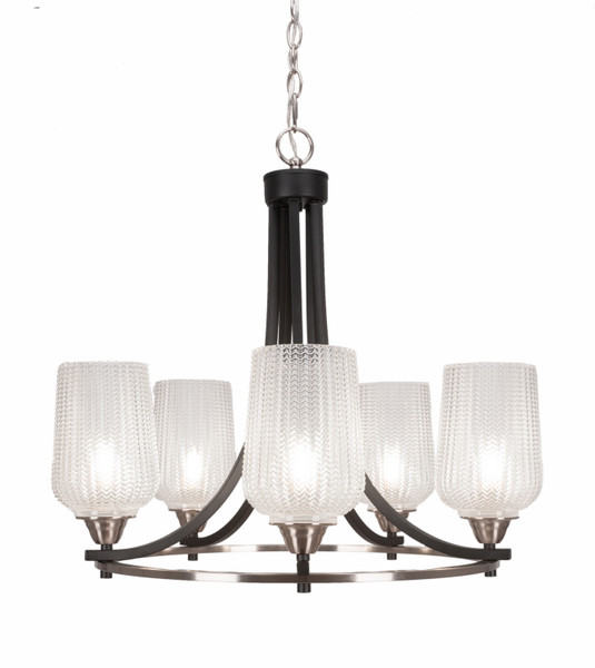 Toltec Lighting - 3405-MBBN-4250 - Five Light Chandelier - Paramount - Matte Black & Brushed Nickel