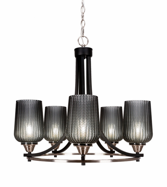 Toltec Lighting - 3405-MBBN-4252 - Five Light Chandelier - Paramount - Matte Black & Brushed Nickel