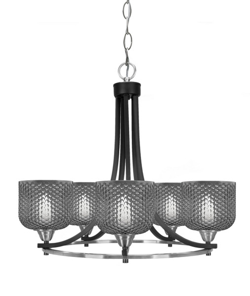 Toltec Lighting - 3405-MBBN-4612 - Five Light Chandelier - Paramount - Matte Black & Brushed Nickel