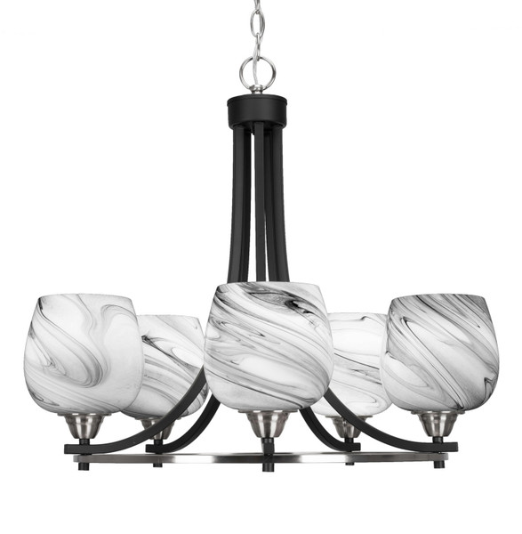 Toltec Lighting - 3405-MBBN-4819 - Five Light Chandelier - Paramount - Matte Black & Brushed Nickel
