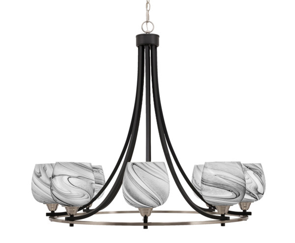 Toltec Lighting - 3408-MBBN-4819 - Eight Light Chandelier - Paramount - Matte Black & Brushed Nickel