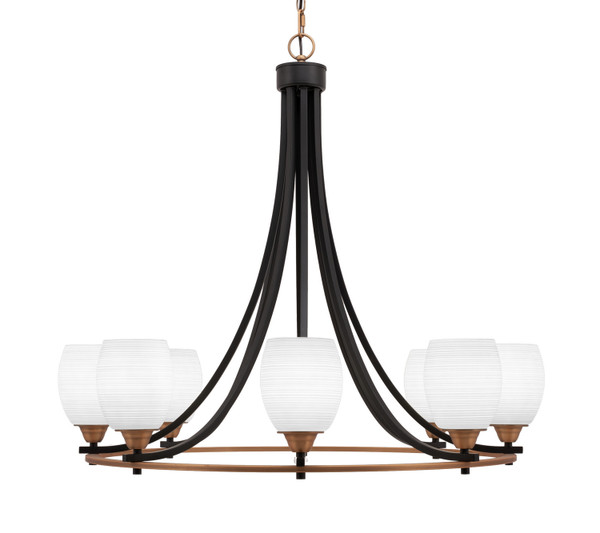 Toltec Lighting - 3408-MBBR-4021 - Eight Light Chandelier - Paramount - Matte Black & Brass