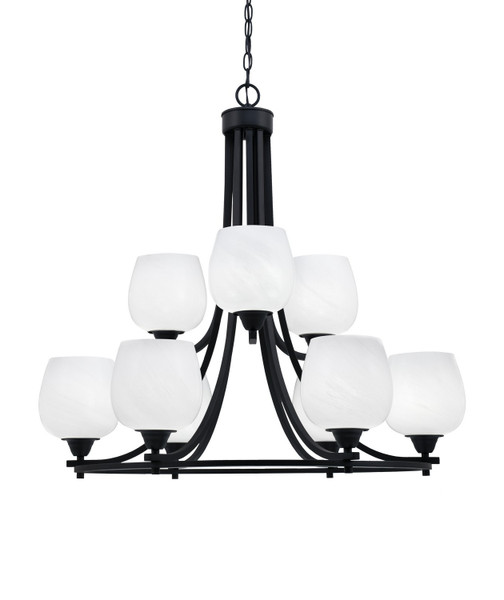 Toltec Lighting - 3409-MB-4811 - Nine Light Chandelier - Paramount - Matte Black