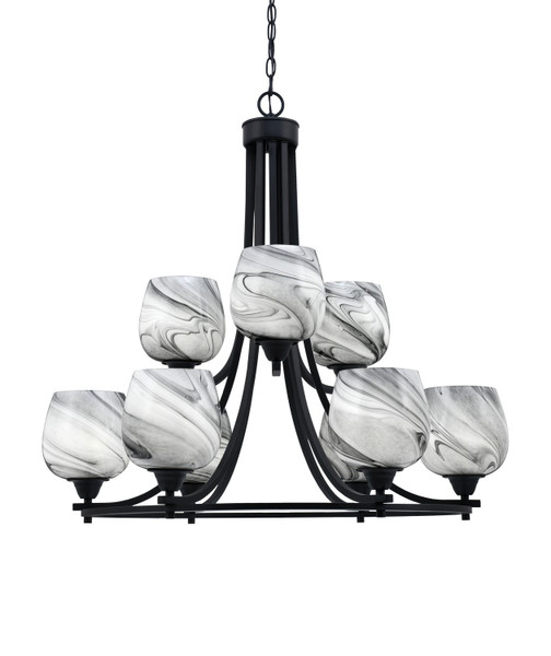 Toltec Lighting - 3409-MB-4819 - Nine Light Chandelier - Paramount - Matte Black
