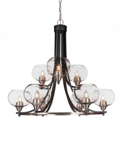 Toltec Lighting - 3409-MBBN-202 - Nine Light Chandelier - Paramount - Matte Black & Brushed Nickel