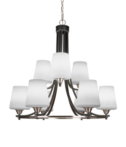 Toltec Lighting - 3409-MBBN-4031 - Nine Light Chandelier - Paramount - Matte Black & Brushed Nickel