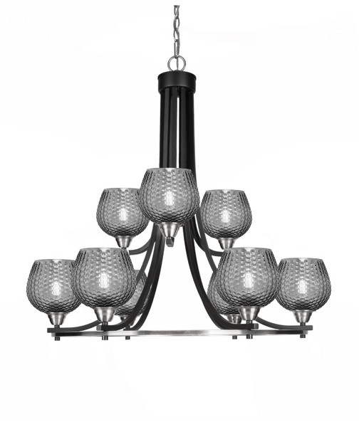 Toltec Lighting - 3409-MBBN-4602 - Nine Light Chandelier - Paramount - Matte Black & Brushed Nickel