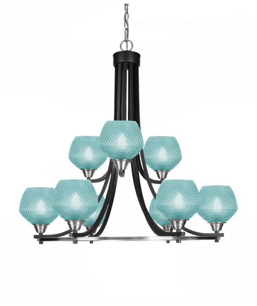 Toltec Lighting - 3409-MBBN-4625 - Nine Light Chandelier - Paramount - Matte Black & Brushed Nickel
