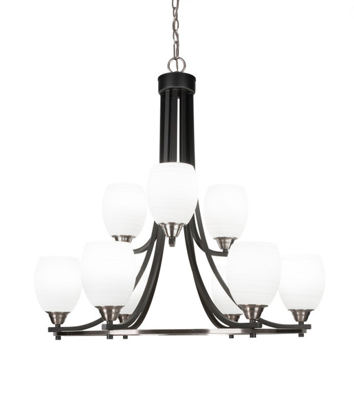 Toltec Lighting - 3409-MBBN-615 - Nine Light Chandelier - Paramount - Matte Black & Brushed Nickel
