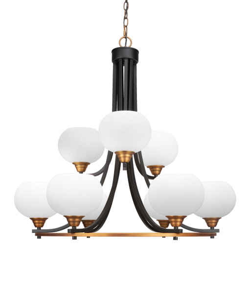 Toltec Lighting - 3409-MBBR-212 - Nine Light Chandelier - Paramount - Matte Black & Brass