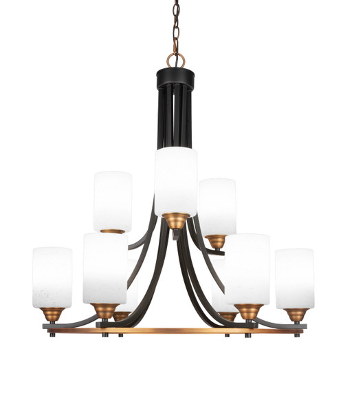 Toltec Lighting - 3409-MBBR-310 - Nine Light Chandelier - Paramount - Matte Black & Brass