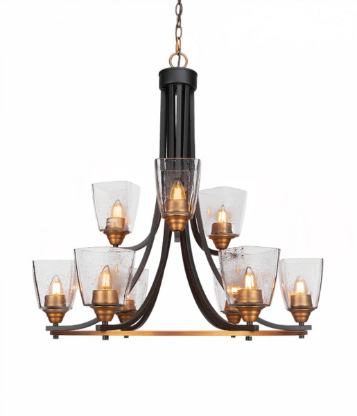 Toltec Lighting - 3409-MBBR-461 - Nine Light Chandelier - Paramount - Matte Black & Brass