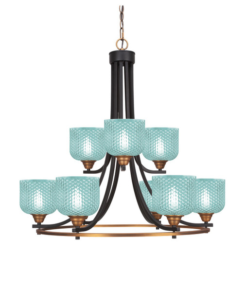 Toltec Lighting - 3409-MBBR-4615 - Nine Light Chandelier - Paramount - Matte Black & Brass