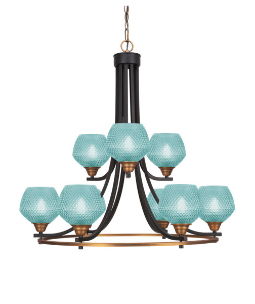 Toltec Lighting - 3409-MBBR-4625 - Nine Light Chandelier - Paramount - Matte Black & Brass