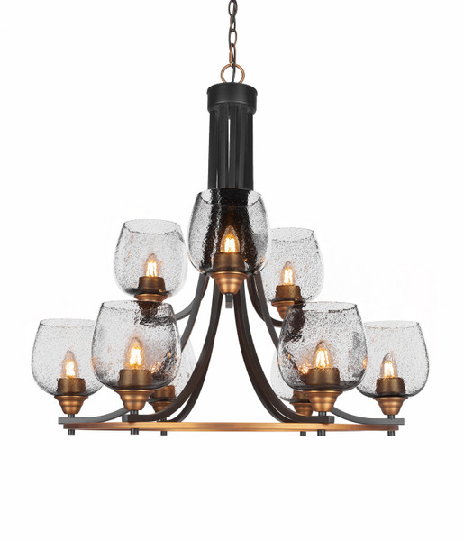 Toltec Lighting - 3409-MBBR-4812 - Nine Light Chandelier - Paramount - Matte Black & Brass