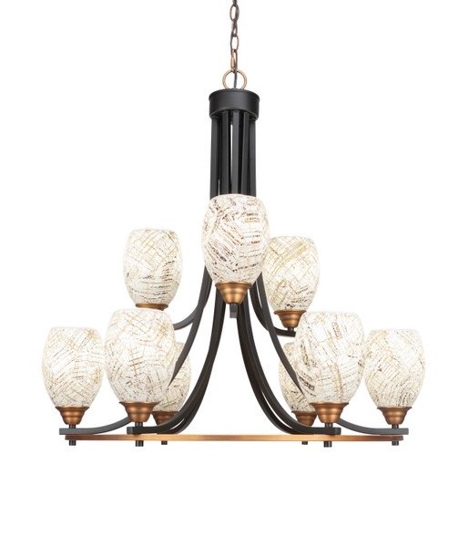Toltec Lighting - 3409-MBBR-5054 - Nine Light Chandelier - Paramount - Matte Black & Brass