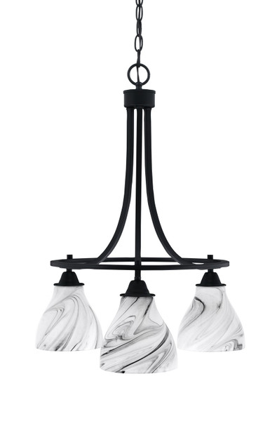 Toltec Lighting - 3413-MB-4769 - Three Light Chandelier - Paramount - Matte Black