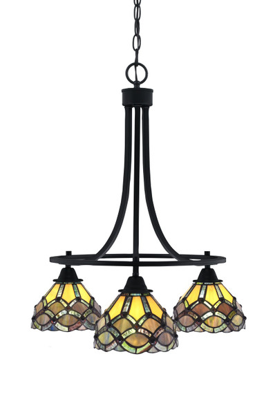 Toltec Lighting - 3413-MB-9435 - Three Light Chandelier - Paramount - Matte Black