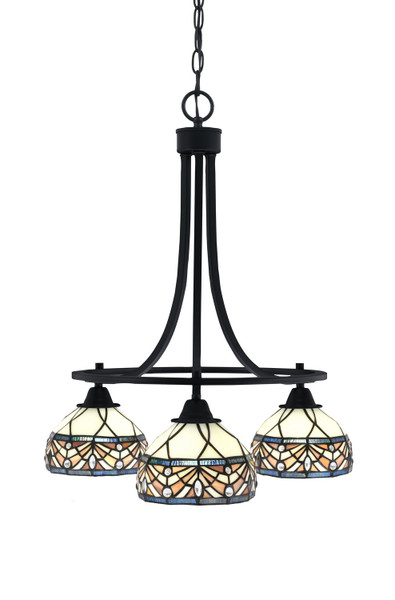 Toltec Lighting - 3413-MB-9485 - Three Light Chandelier - Paramount - Matte Black