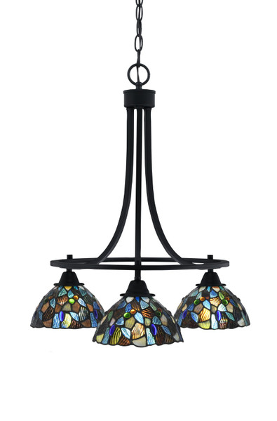 Toltec Lighting - 3413-MB-9955 - Three Light Chandelier - Paramount - Matte Black