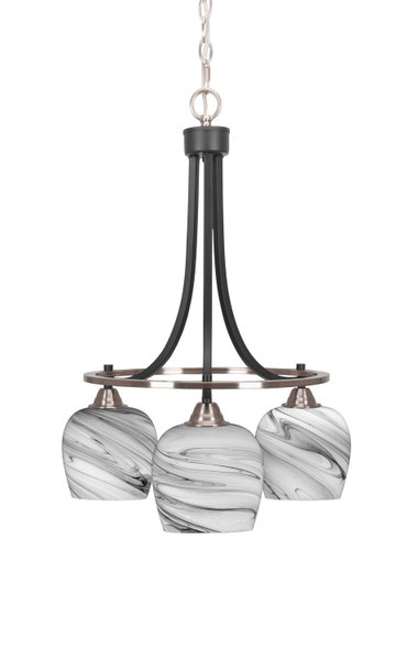 Toltec Lighting - 3413-MBBN-4819 - Three Light Chandelier - Paramount - Matte Black & Brushed Nickel