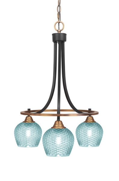 Toltec Lighting - 3413-MBBR-4605 - Three Light Chandelier - Paramount - Matte Black & Brass