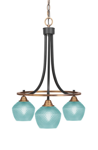 Toltec Lighting - 3413-MBBR-4625 - Three Light Chandelier - Paramount - Matte Black & Brass