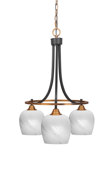 Toltec Lighting - 3413-MBBR-4811 - Three Light Chandelier - Paramount - Matte Black & Brass