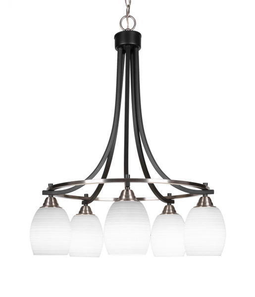 Toltec Lighting - 3415-MBBN-4021 - Five Light Chandelier - Paramount - Matte Black & Brushed Nickel