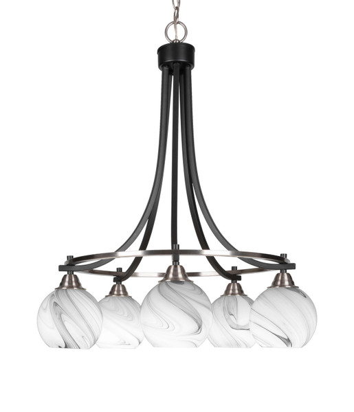 Toltec Lighting - 3415-MBBN-4109 - Five Light Chandelier - Paramount - Matte Black & Brushed Nickel