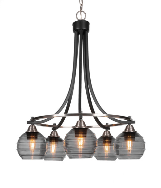 Toltec Lighting - 3415-MBBN-5112 - Five Light Chandelier - Paramount - Matte Black & Brushed Nickel