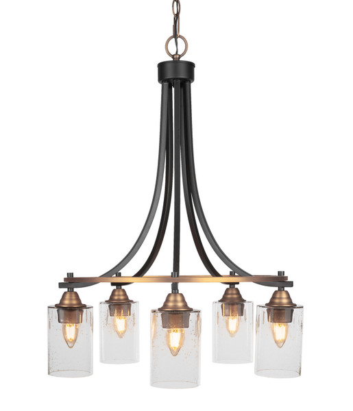 Toltec Lighting - 3415-MBBR-300 - Five Light Chandelier - Paramount - Matte Black & Brass