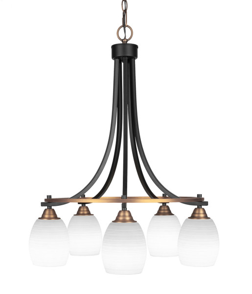 Toltec Lighting - 3415-MBBR-4021 - Five Light Chandelier - Paramount - Matte Black & Brass