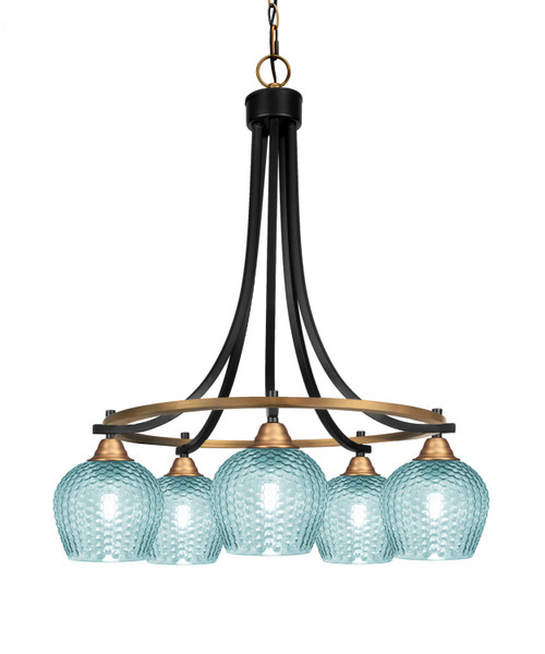 Toltec Lighting - 3415-MBBR-4605 - Five Light Chandelier - Paramount - Matte Black & Brass