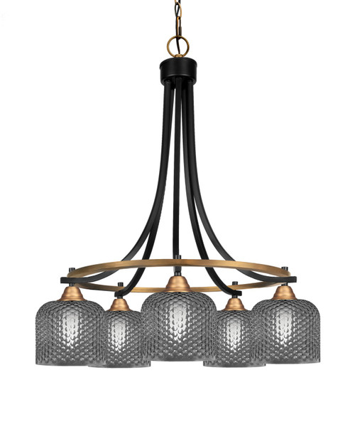 Toltec Lighting - 3415-MBBR-4612 - Five Light Chandelier - Paramount - Matte Black & Brass