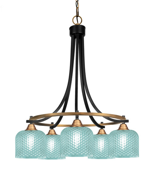 Toltec Lighting - 3415-MBBR-4615 - Five Light Chandelier - Paramount - Matte Black & Brass