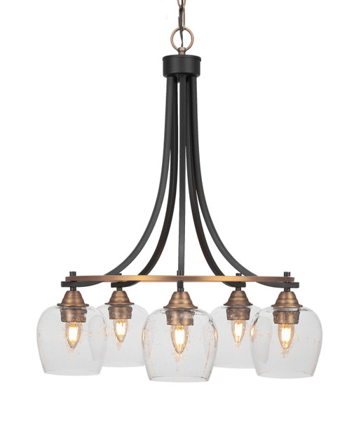 Toltec Lighting - 3415-MBBR-4810 - Five Light Chandelier - Paramount - Matte Black & Brass