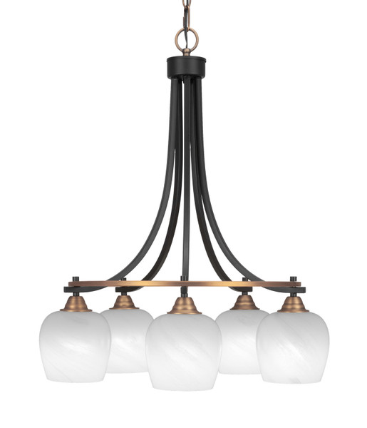 Toltec Lighting - 3415-MBBR-4811 - Five Light Chandelier - Paramount - Matte Black & Brass