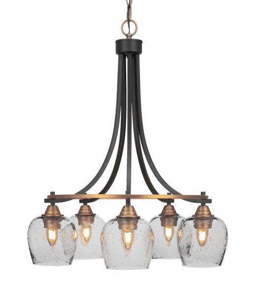 Toltec Lighting - 3415-MBBR-4812 - Five Light Chandelier - Paramount - Matte Black & Brass