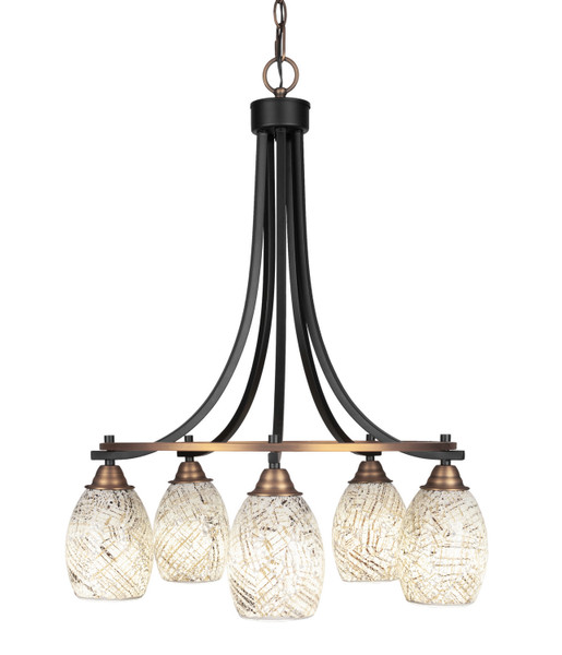 Toltec Lighting - 3415-MBBR-5054 - Five Light Chandelier - Paramount - Matte Black & Brass