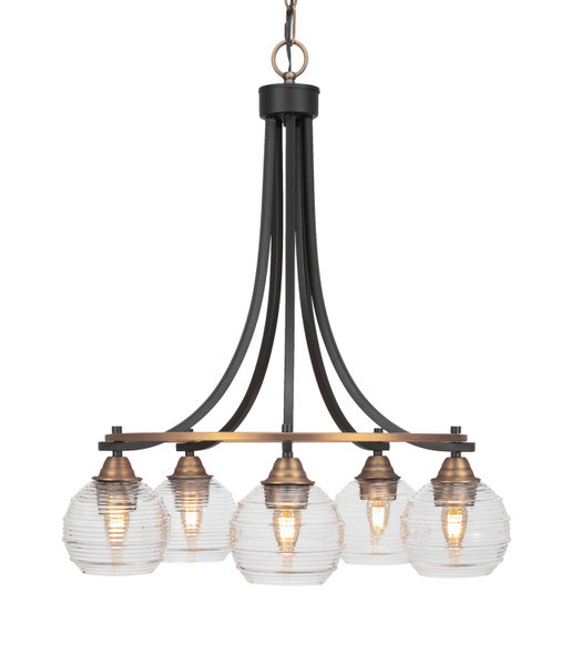 Toltec Lighting - 3415-MBBR-5110 - Five Light Chandelier - Paramount - Matte Black & Brass