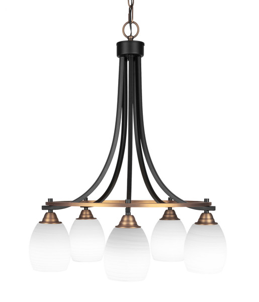 Toltec Lighting - 3415-MBBR-615 - Five Light Chandelier - Paramount - Matte Black & Brass