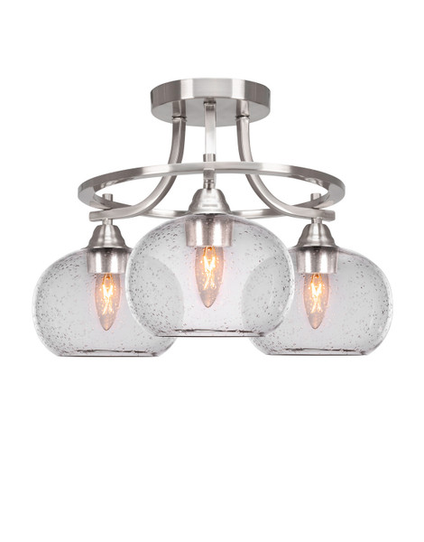 Toltec Lighting - 3417-BN-202 - Three Light Semi-Flush Mount - Paramount - Brushed Nickel