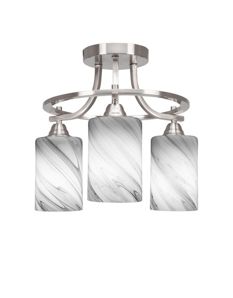 Toltec Lighting - 3417-BN-3009 - Three Light Semi-Flush Mount - Paramount - Brushed Nickel
