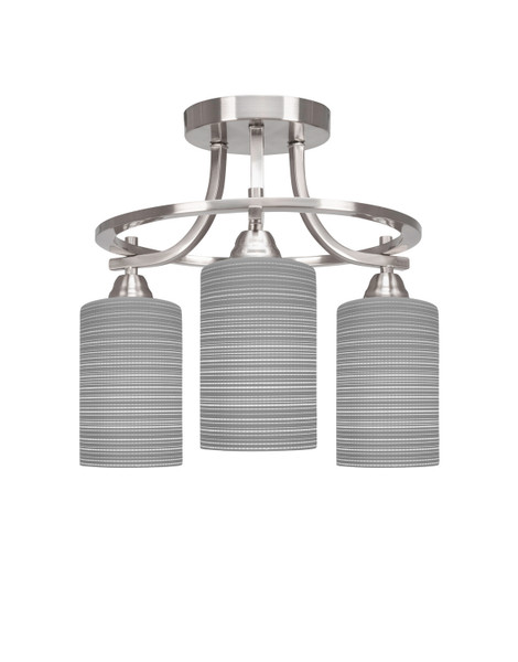 Toltec Lighting - 3417-BN-4062 - Three Light Semi-Flush Mount - Paramount - Brushed Nickel