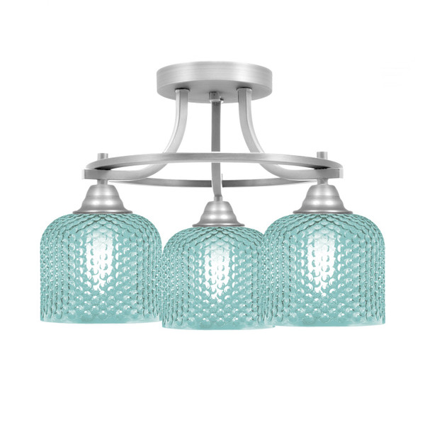Toltec Lighting - 3417-BN-4615 - Three Light Semi-Flush Mount - Paramount - Brushed Nickel